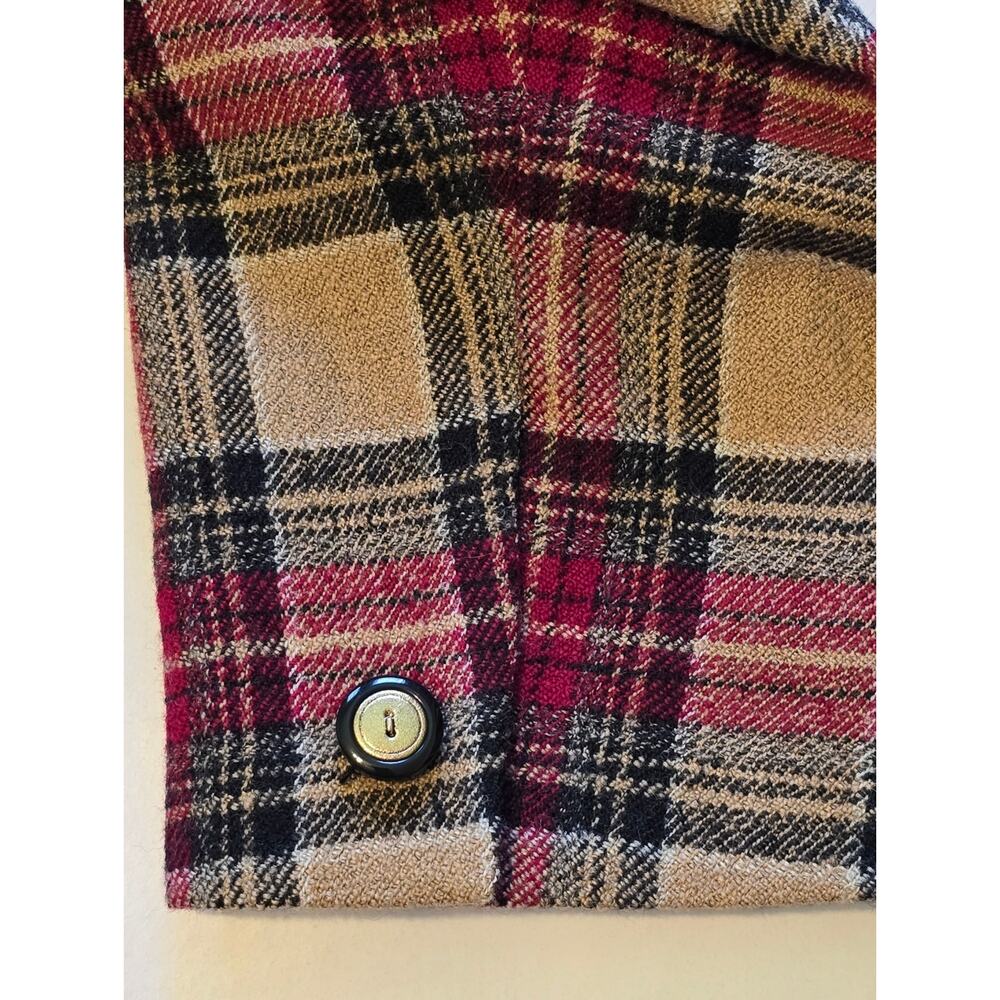 Vintage Talbots Blazer Womens Size 12 Red Tan Plaid Wool Blend Quiet Luxury NWOT - Picture 7 of 11